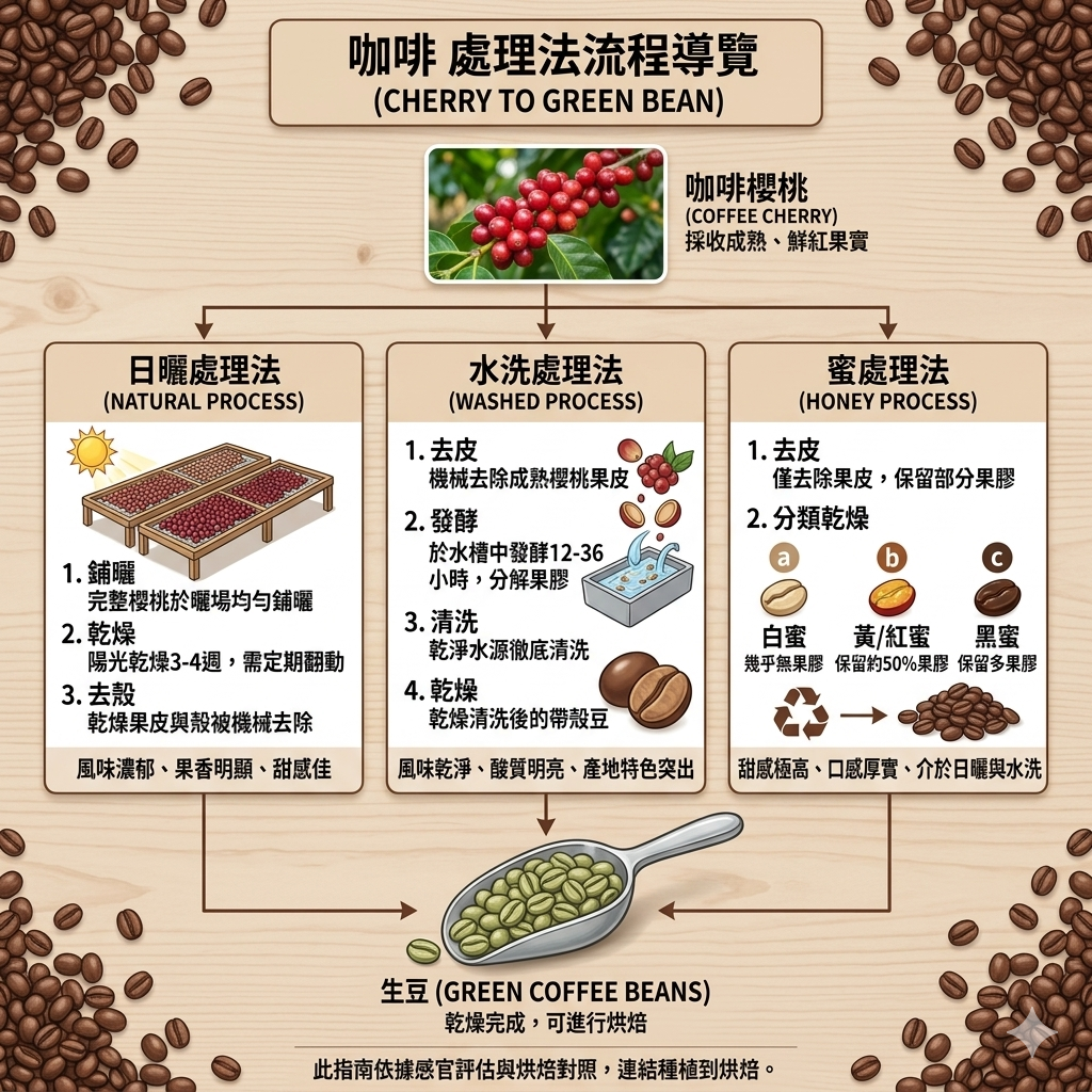 水洗 / 日曬 / 蜜處理