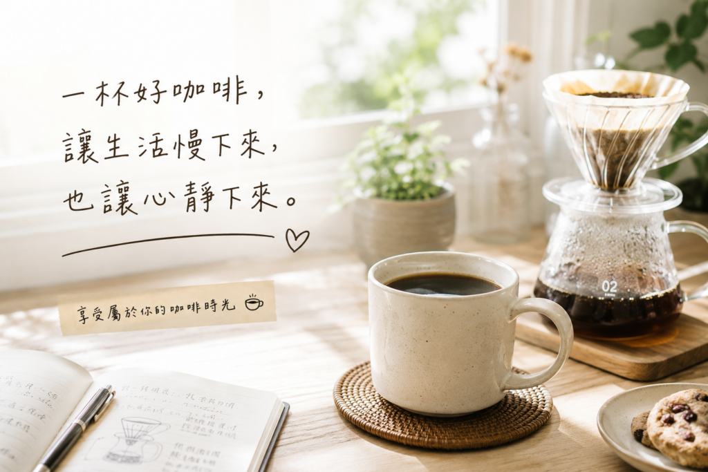 窗邊享受手沖咖啡的悠閒時光