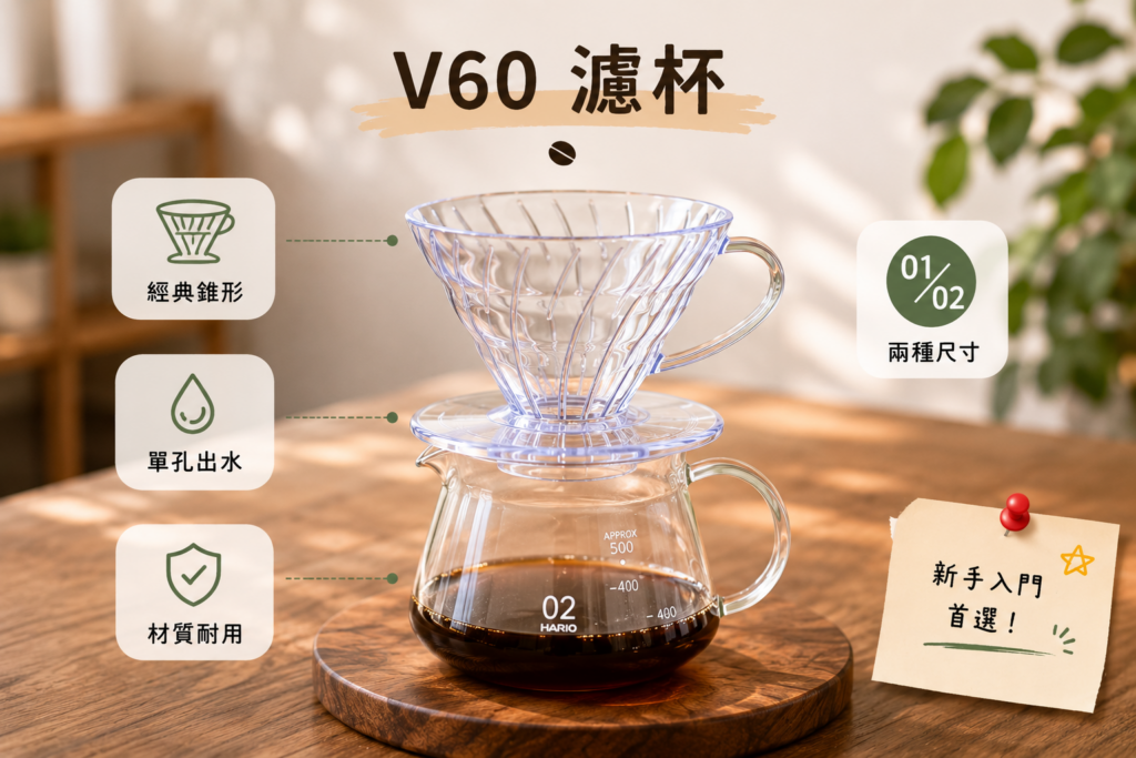 Hario V60手沖咖啡濾杯，新手入門常見選擇