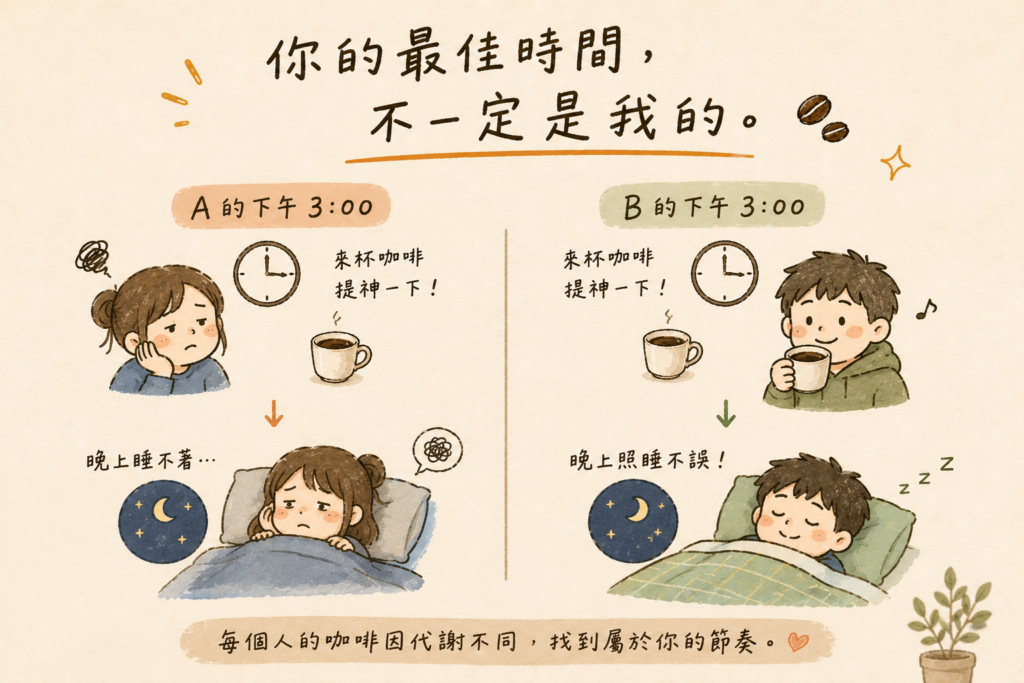 每個人對咖啡因代謝速度不同，適合喝咖啡的時間也不同